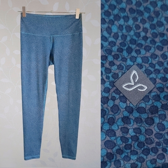 Prana Maison Mid Rise Polka Dot Graphic Print Active  Leggings Teal Blue Gray XS - Picture 1 of 15
